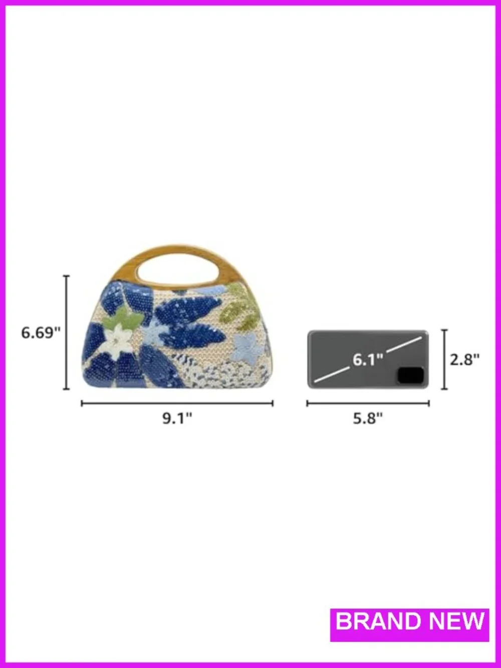 Straw Clutch Handbag Women Crossbody Hand-woven Summer Purse Top Handle Evening